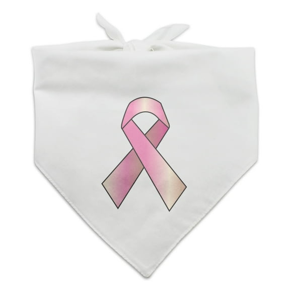 Breast Cancer Awareness Pink Support Ribbon Dog Pet Bandana - White