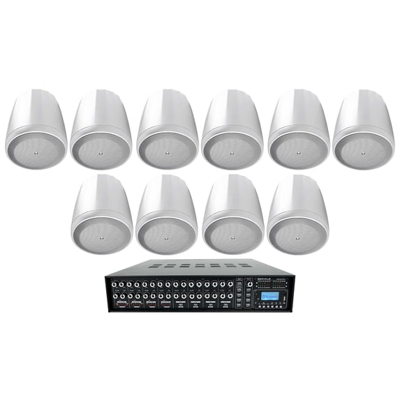 4-Zone Matrix Multi Room Amplifier+(10) JBL White Pendant Speakers For Bar/Cafe