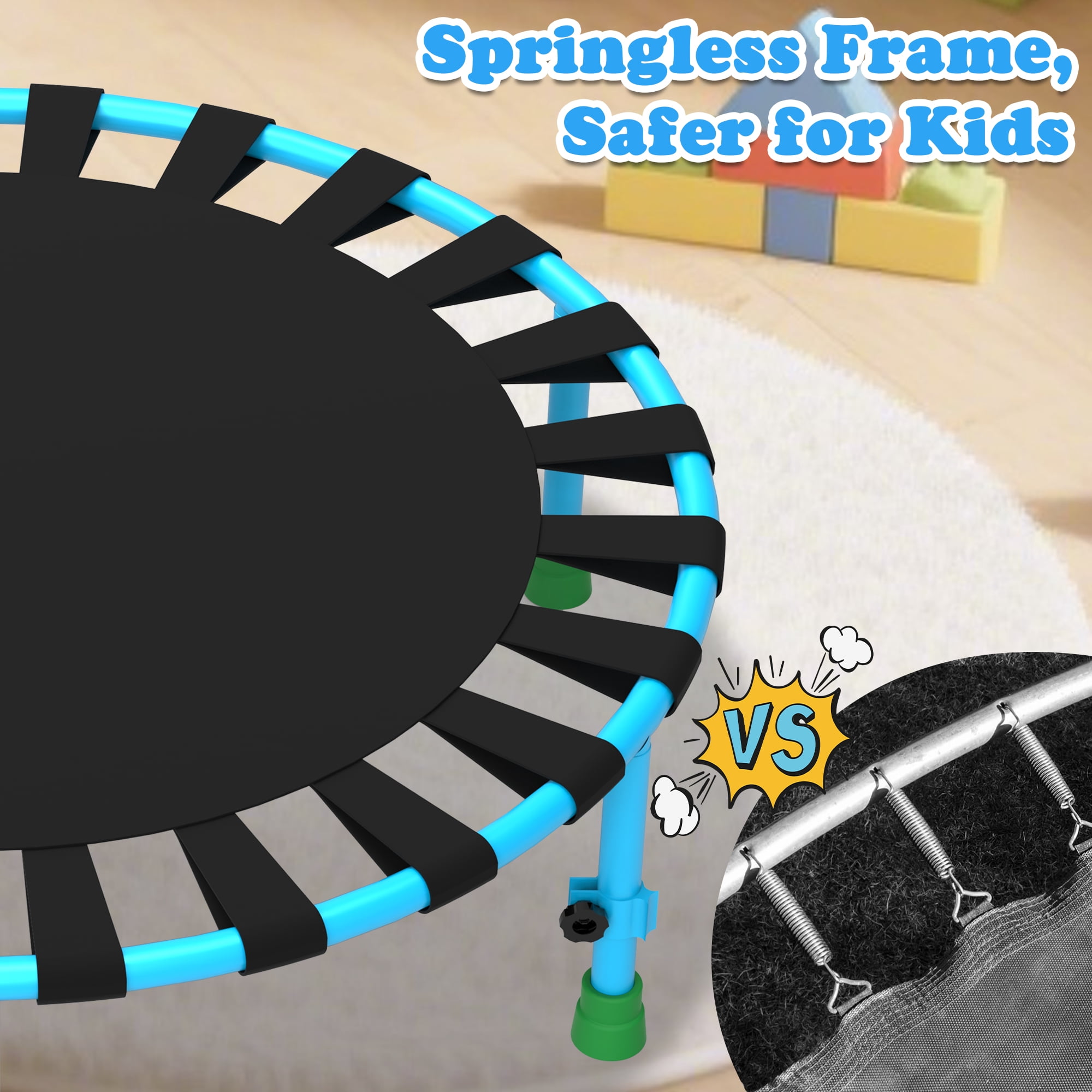 Cochan 36inch Mini Trampoline for Kids, 3FT Small Indoor Trampoline with Handlebar Ages 1-6, Foldable Kids Trampoline for Toddlers, Brithday Gift for Boy and Girl