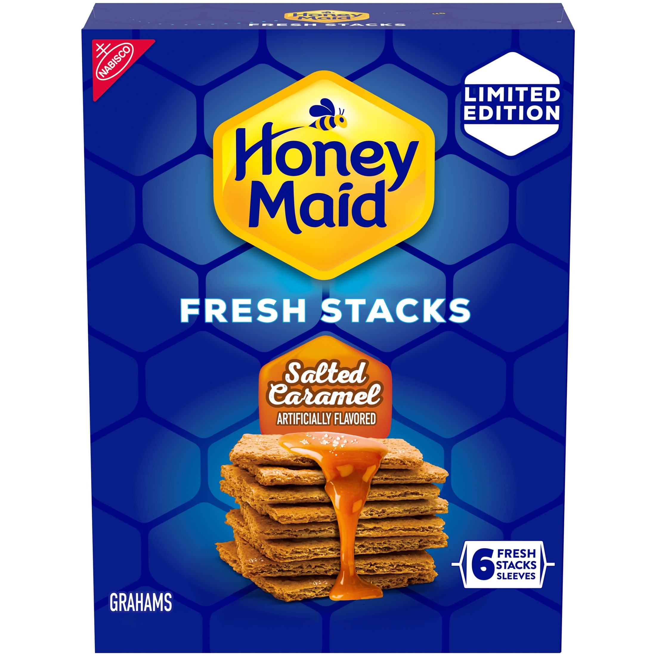 HONEY MAID Fresh Stacks Salted Caramel Graham Crackers, Travel Snacks, 12.2 oz (6 Multi Snack Packs)