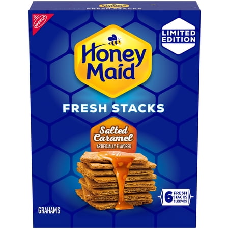 HONEY MAID Fresh Stacks Salted Caramel Graham Crackers, Travel Snacks, 12.2 oz (6 Multi Snack Packs)
