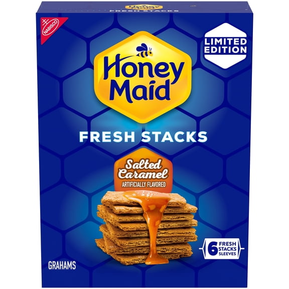HONEY MAID Fresh Stacks Salted Caramel Graham Crackers, Travel Snacks, 12.2 oz (6 Multi Snack Packs)
