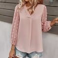 thumbnail image 2 of IROINNID Womens Long Sleeve V-Neck Shirts Summer Solid Color Chiffon Tops,Pink, 2 of 8