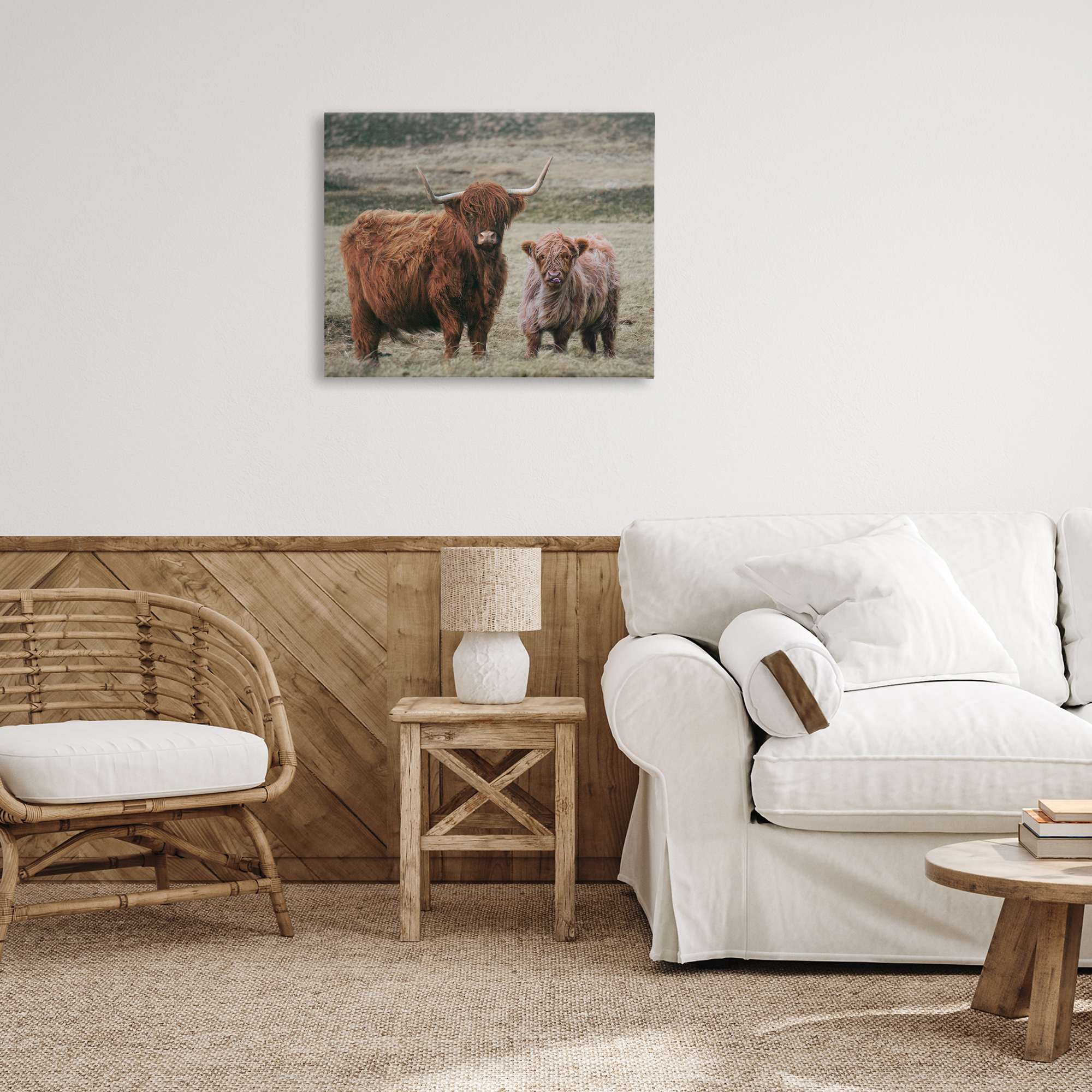 Mom & Baby Cow Canvas Wall Art, design by Lettered and Lined