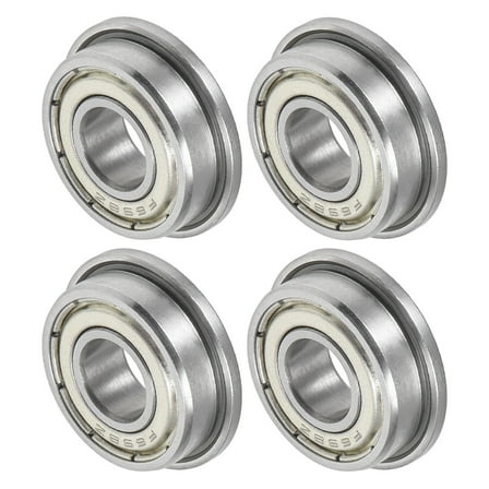 Uxcell 4-Pack F698ZZ Flanged Ball Bearing, 1/3" x 3/4" x 1/4" Metal Sealed