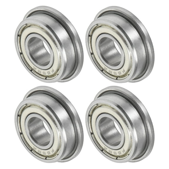 Uxcell 4-Pack F698ZZ Flanged Ball Bearing, 1/3" x 3/4" x 1/4" Metal Sealed