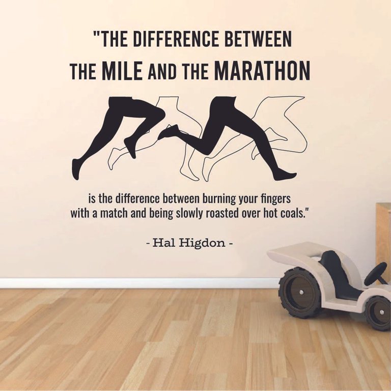 Difference Between Mile Marathon Running Motivation Quote Wall Sticker Art  Decal for Girls Boys Room Bedroom Gym Studio Garage House Fun Home Decor