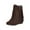 Brown, variant on Fesfesfes Ankle Boots for Women Mid Heel Pointed Toe Slip-on Shoes Warm Boots Soild Tassel Retro Shoes Cowgirl 5.5(36)