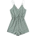 thumbnail image 1 of Women's Leopard Print Wrap Spaghetti Strap Romper Cami Jumpsuit, 1 of 5