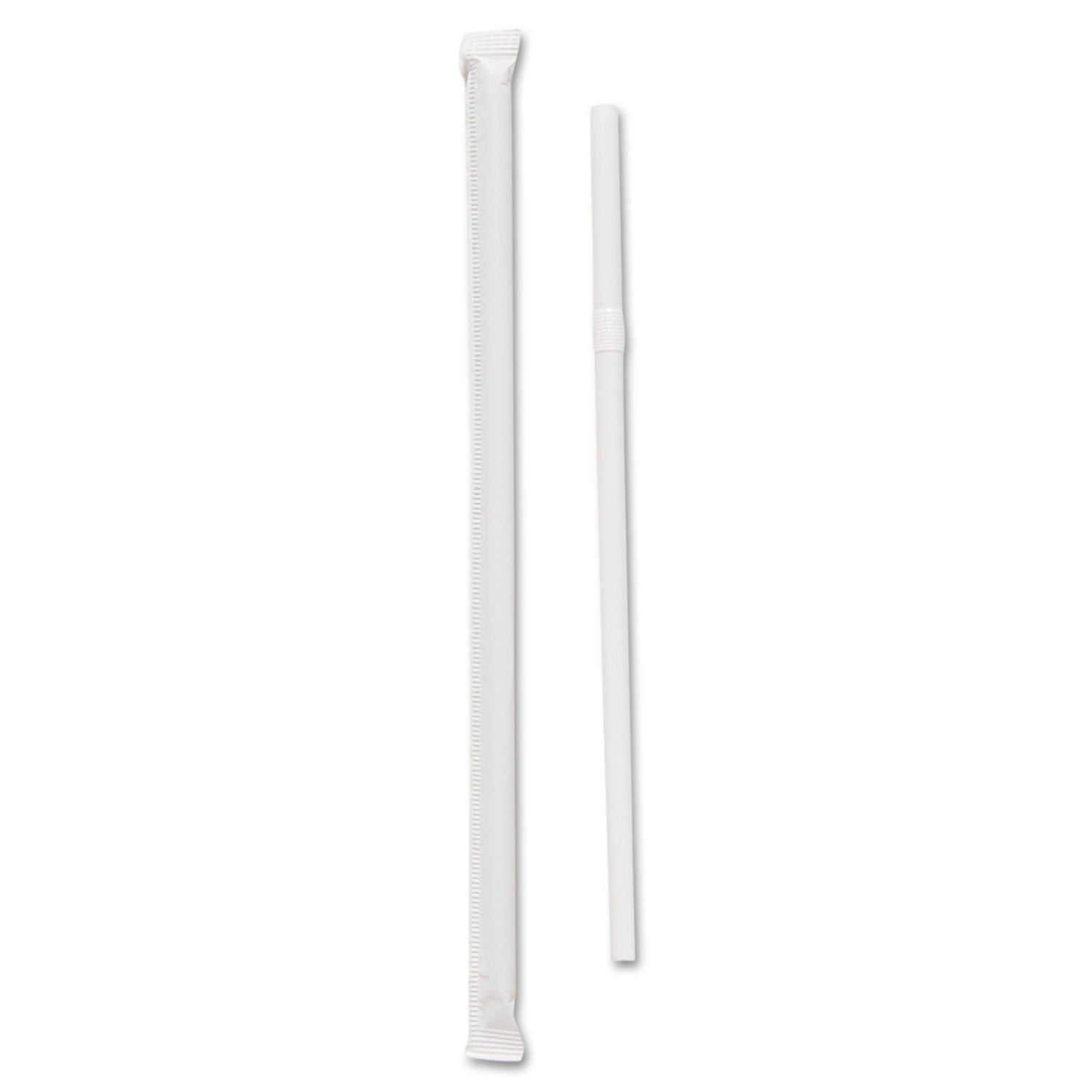 Dart Wrapped Jumbo Flexible Straws, Polypropylene, 7 5/8" Long, White