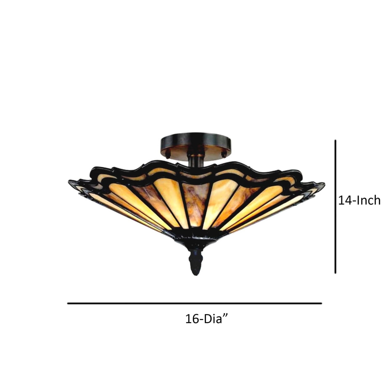Tiffany Style Mission Semi Flush Mount Ceiling Fixture, Bronze