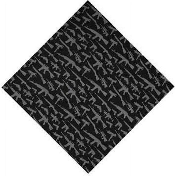 Black - Guns & Rifles Pattern Bandana 22 in. x 22 in.