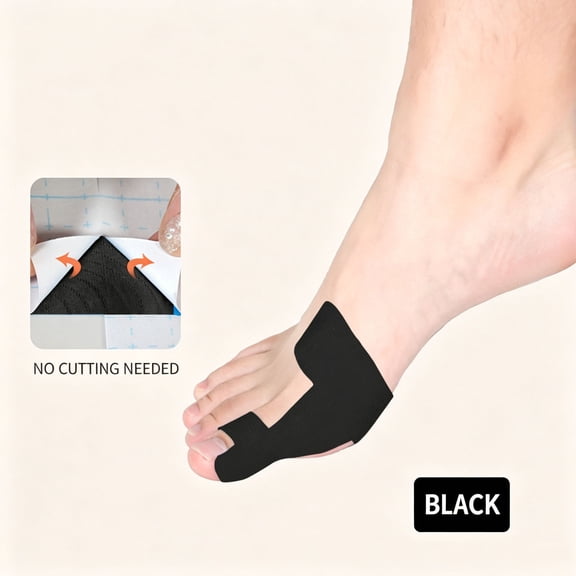 Bunion Tape,Precut Bunion Corrector Tape,1pc Pre-Cut Bunion Tape - Elastic Kinesiology Tape for Bunions and Big Toe, Hallux Valgus Foot(Black)