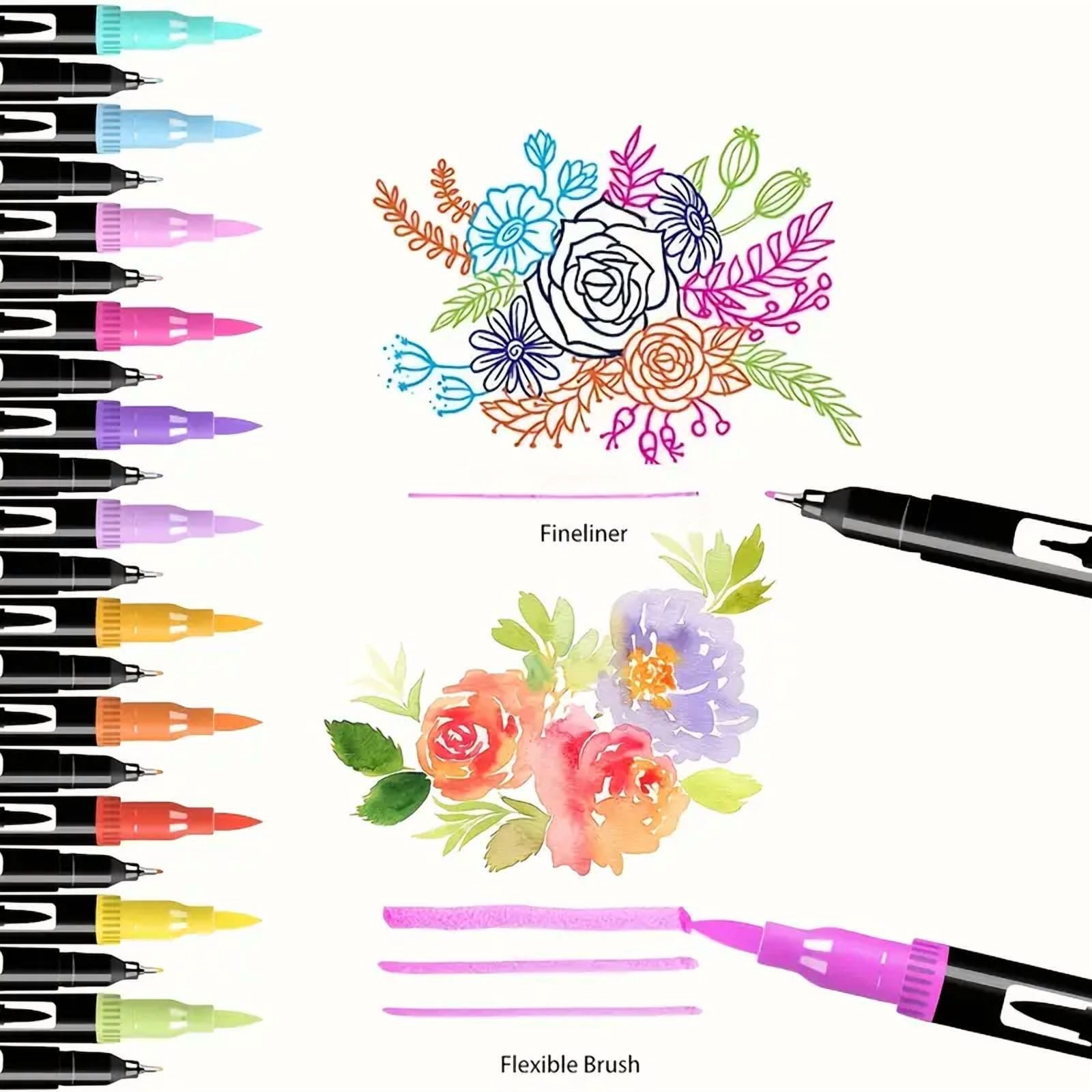 168 Colors Dual Brush Markers, Art Markers Set with Fine Tip and Brush Tip for Coloring Book, Hand Lettering, Calligraphy Drawing Art Supplies Kit