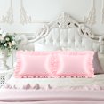 thumbnail image 2 of PiccoCasa Satin Pillowcase Ruffled Pillow Shams Set of 2, Non-Standard Pink, 2 of 8