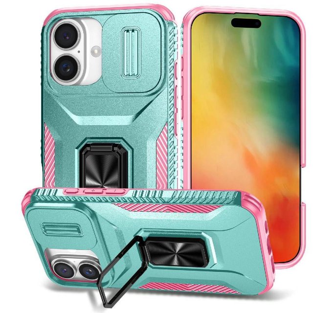 Funda para GANGXUN iPhone 16 Plus - Soporte metálico, Función magnética, Verde