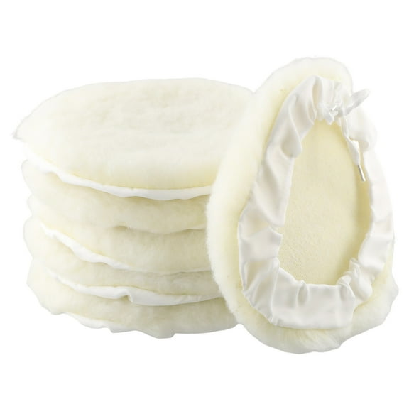 6 Pcs 7inch Car Lambs Wool Bonnet Buffing Wheel Pad Buffer Polishing Polisher Pad