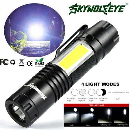 5000LM XPE Q5 +COB LED Flashlight 14500/AA 4 modes Mini Pocket Clip Torch