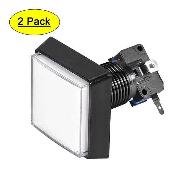 Uxcell Juego Botón de Presión 50x50 Cuadrado Interruptor de Botón LED de 12V con Microinterruptor Blanco 2Pack