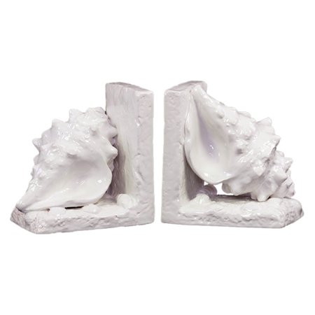 Benzara Ceramic Sea Shell Bookend - Set of 2