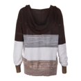 thumbnail image 4 of Women Casual Sweater Rib Knitted Long Sleeve Loose Fitting Pullover Hooded Drawstring Sweater, 4 of 6
