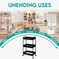 thumbnail image 4 of Rolling Storage Cart 3 Tier Utility Cart on Wheels  Small Metal Organizer Cart Black for Nursery Kitchen Bathroom Living Room Space Saving, 4 of 8