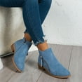 thumbnail image 5 of Kopltyrfg Ankle Booties For Women Comfy Suede Pointed Toe Western Boots Chunky Low Heel Slouchy Short Boot with Side Zipper (Light Blue,39), 5 of 7