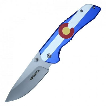Spring-Assisted Folding Pocket Knife | Wartech Colorado Flag Silver Blade