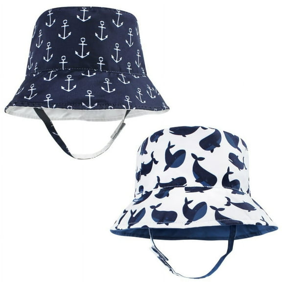 Hudson Baby Infant Boy Sun Protection Hat, Whale Anchor, 0-12 Months