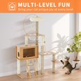 thumbnail image 3 of Kselythan 55'' Tall Cat Tree Wood Cat Tree Tower for Indoor Cats,Modern Multi-Level Cat Tower for Large and Small Cats with Wooden Cat Condo,Plush Top Perch,Hammock,Toy Ball,and Sisal Scratching Post, 3 of 7