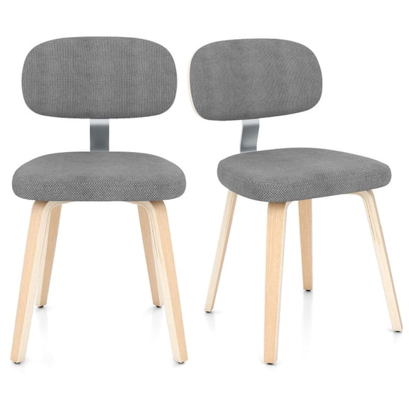 Furnibear MCM Dining Chairs Set of 2 Sculpted Wood Frame Natural Side Chairs Parsons Chairs for Dining Room Kitchen and Apartment Comfortable Modern Sturdy Wooden