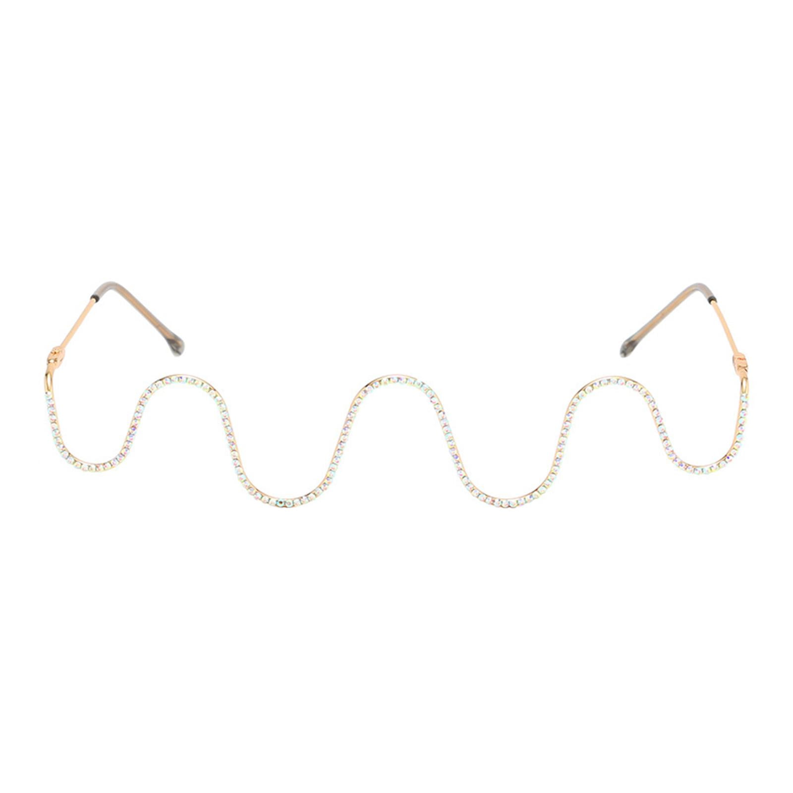 Fashion Half Glasses Without Lens Half Rhinestone Jeweled Shape Eyewear Sparkling for Music