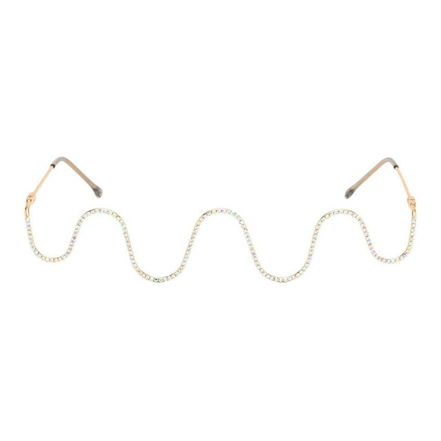 Milaget Unique Glasses Frame Eyeglasses Woman Half Metal Frame Shape Metal Diamonds Diamonds Gold