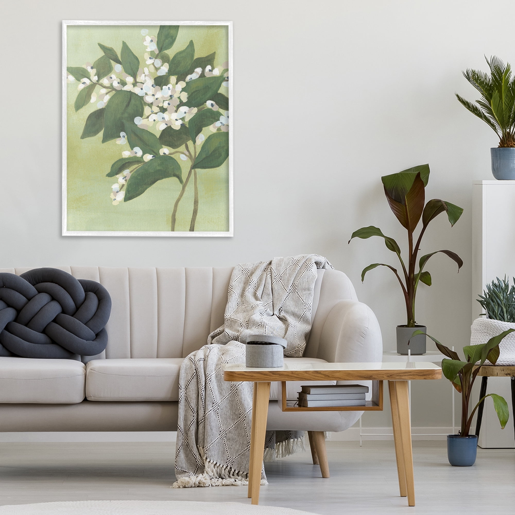 Stupell Industries Verdant Branch Bloom White Framed Giclee Art, design by June Erica Vess