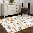 thumbnail image 3 of Brown Spring Floral Area Rugs 3'x5', Washable Small Throw Rugs for Living Room Bedroom, Flowers Botanical Elegant Pastoral Indoor Outdoor Rug Non-Slip Low Pile Carpet Runner Reversible Floor Mats, 3 of 8