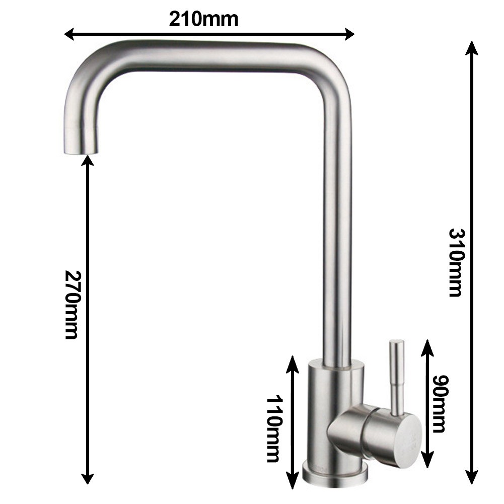 304 Stainless Steel Kitchen Sink Faucet Single Handle Mixer Tap with Hot and Cold Water Contemporary Style 2-Hole