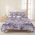 thumbnail image 3 of Quilts Twin XL Size Bedding Set, Japanese Cherry Blossom Lightweight Quilted Comforter, White Crane Purple Pine Branch Cloud Soft Bedspread Coverlet with Pillow Covers for All Season, 68" x 98", 3 of 9