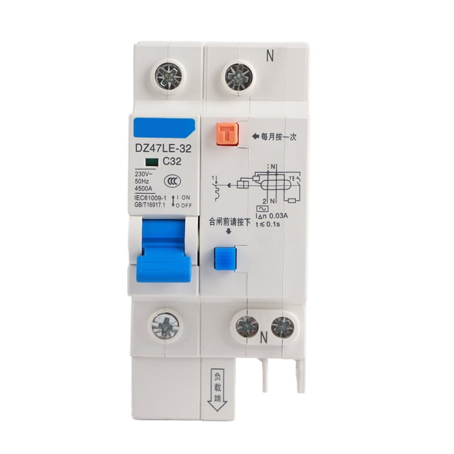 Interruptor diferencial RCCB DZ47LE‑32 1p N C32 de 30 mA