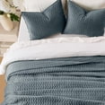 thumbnail image 2 of EVERGRACE Luxury Velvet Quilt Bedding Set Full Queen Size 3 Pieces with Pillow Shams, Soft Cross-Stitch Velvet Comforter Set, Lightweight Coverlet Bedspread for All Seasons, Stormy Blue, 2 of 8