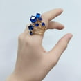 thumbnail image 3 of Big CZ Crystal Statement Wedding Ring for Women Birthstone Cubic Zirconia Balls Fashion Spring Gemstone Open Band Wrap Birthday Valentine's Day Cocktail Party Rings Dainty Jewelry Gifts, 3 of 12