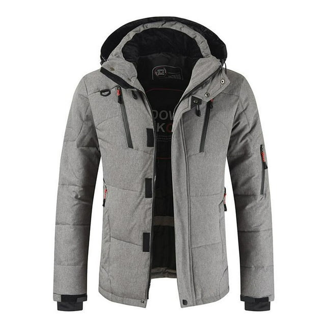 Guardoinrt Polyester Mens Duck Down Jacket For Ultimate Warmth And Style Wide Application Hooded Puffer Jacket grey L