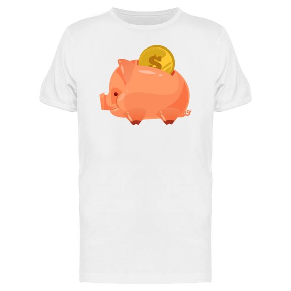 Happy Piggy Bank Cartoon Tee Men's -Image by Shutterstock