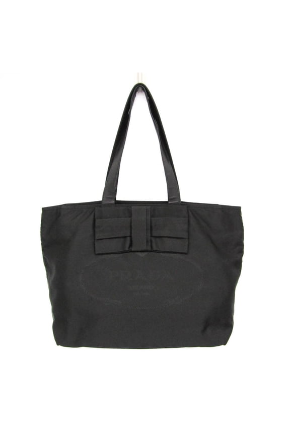 Pre-Owned Prada TESSUTO Ribbon Women's Nylon,Leather Tote Bag Black