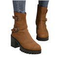 thumbnail image 4 of Tawop women's Boots Mid-Calf Chunky Heel Buckle Winter Round Toe Fall Boots, 4 of 6