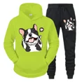 thumbnail image 5 of Chándal de hombre con dibujos de bulldog francés, sudadera con capucha, pantalones deportivos, pantalones de moda para correr, estilo clásico informal para amantes de los perros, 5 of 5