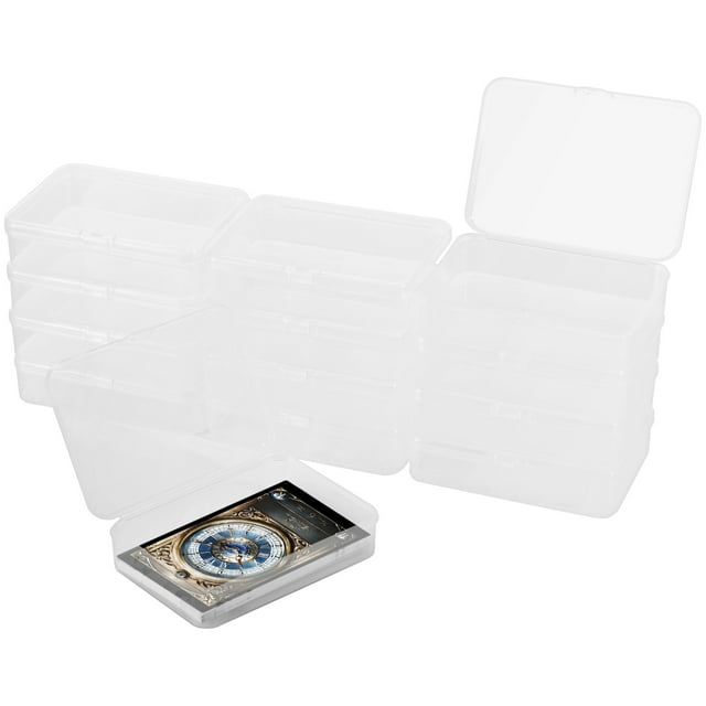 24 PCS Clear Plastic Playing Card Boxes, Snap Closed Card Deck Case, Empty Clear Poker Holder, Gaming Card Storage Organizer, Trading Card Box, Transparent Plastic Box for Bank Business Cards