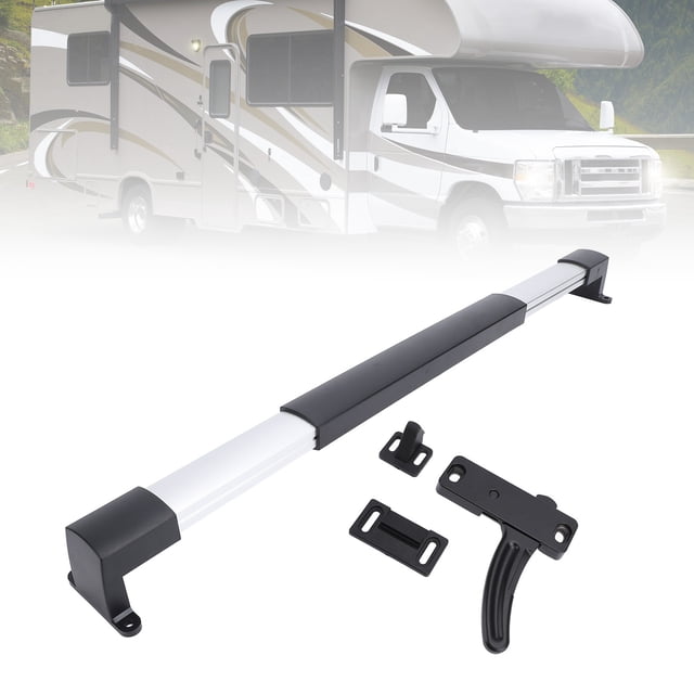 RV Screen Door Latch Black Metal Handle Kit Extendable for Camping Vehicle