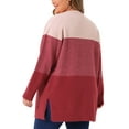 thumbnail image 4 of DARING DIVA Plus Size Striped Block Open Front Cardigan Sweater Coat 3X Red Pink, 4 of 5