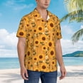 thumbnail image 2 of KLL Men's Hawaiian Shirt Short Sleeve Button Down Beach Shirts-Modern Wood Grain Sunflower, 2 of 5