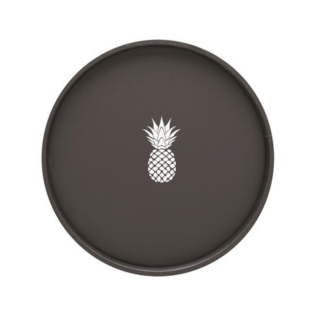 Kraftware 89430 Kasualware Plateau de Service Rond 14 Po. Ananas Noir